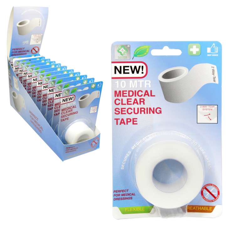 A&E Medical Clear Securing Tape 2.5cm x 10M