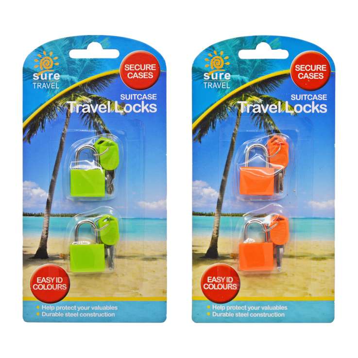 Sure Travel Suitcase Travel Locks 2 Pack - Assorted Colours