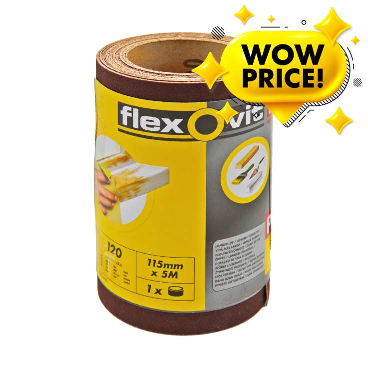 Flexovit Pro Sandpaper Roll (115mm x 5M) - 120 Grit