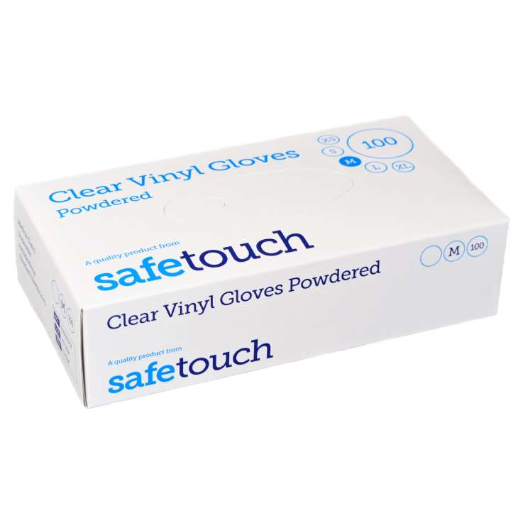 Safetouch Powdered Clear Vinyl Gloves 100 Pack - Medium