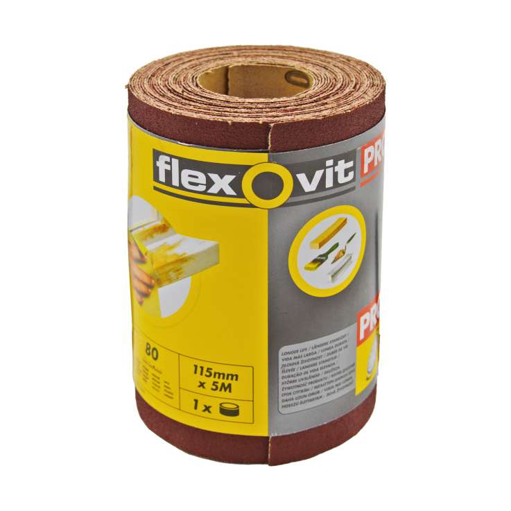 Flexovit Pro Sandpaper Roll (115mm x 5M) - 80 Grit