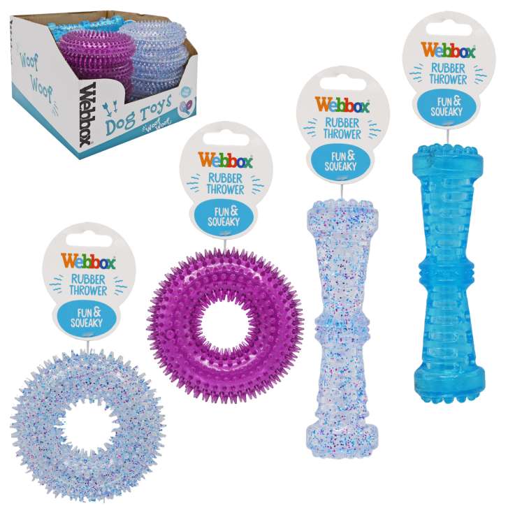 Webbox Squeaky Dog Toys (Assorted) - Rubber Throwers