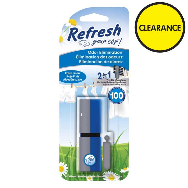 Refresh Car Air Freshener 2 in 1 Vent Clip & Pump Spray (5ml) - Fresh Linen
