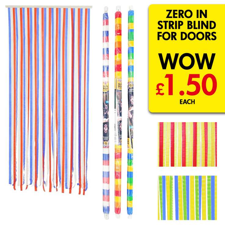 Zero In Strip Blind for Doors (90cm x 2M) - Assorted Colours
