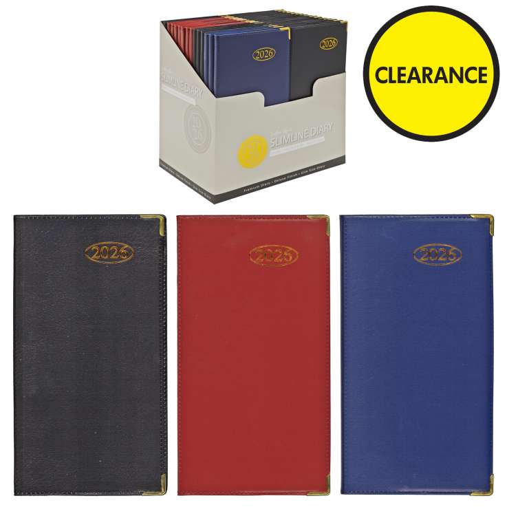 2026 Slimline Diary (17cm x 8.5cm) - Leather Effect