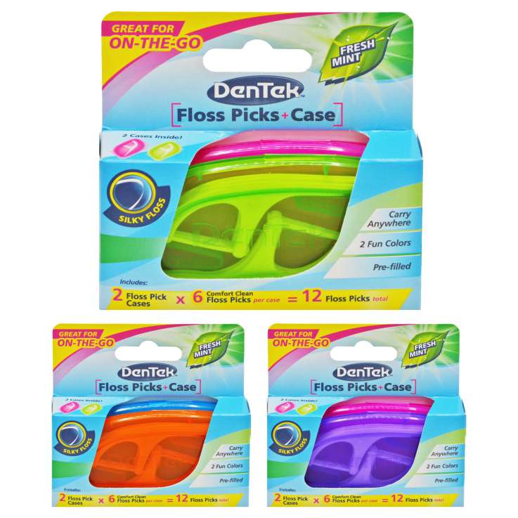 Dentek Flosspicks On-The-Go 2 Pack – Assorted Colours