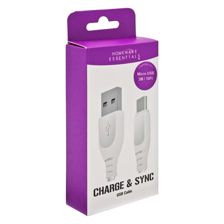 Homeware Essentials Micro USB to USB Cable 3M