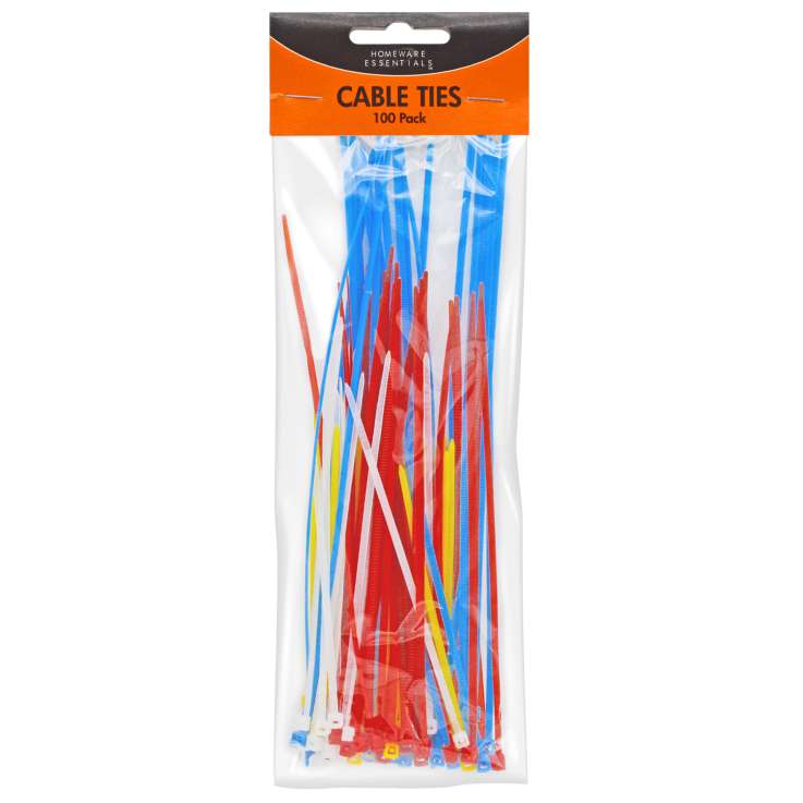 Homeware Essentials Cable Ties (Assorted Colours & Sizes) 100 Pack
