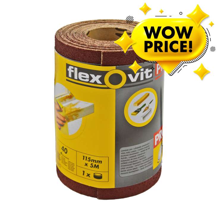 Flexovit Pro Sandpaper Roll (115mm x 5M) - 40 Grit