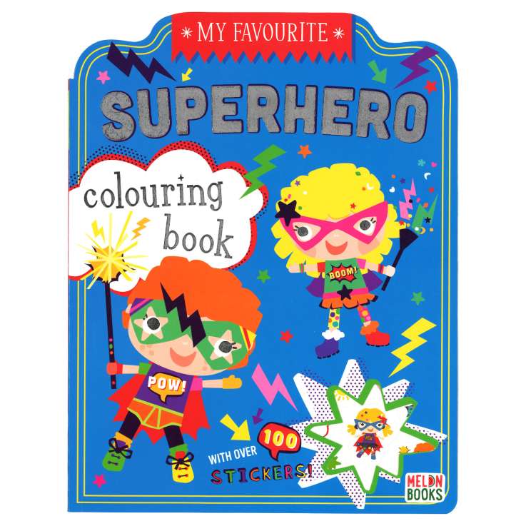 Colouring Book (72 Pages) + 100 Stickers - Superhero