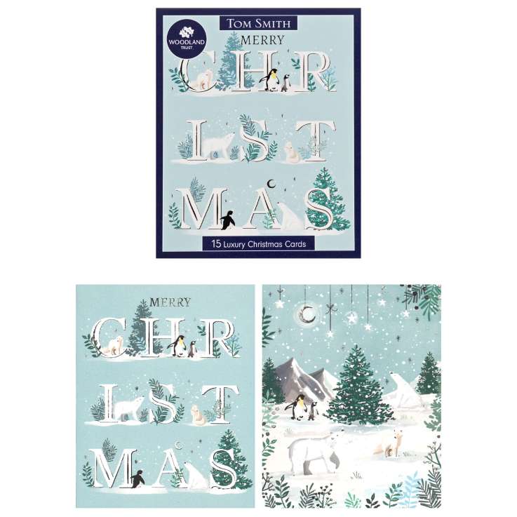 Tom Smith Luxury Boxed Christmas Cards 15 Pack - Arctic Animals