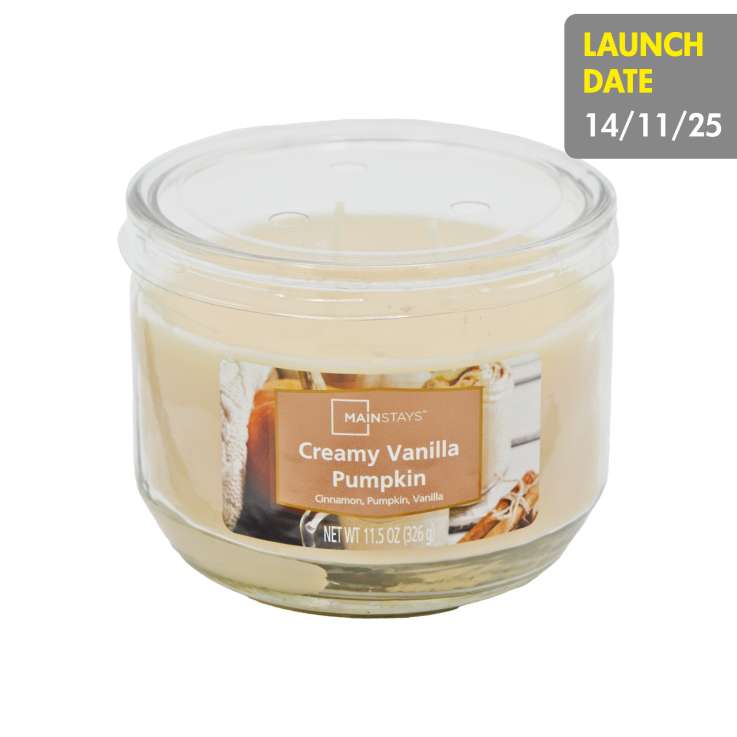 Mainstays Scented Glass Candle (326g) - Creamy Vanilla Pumpkin