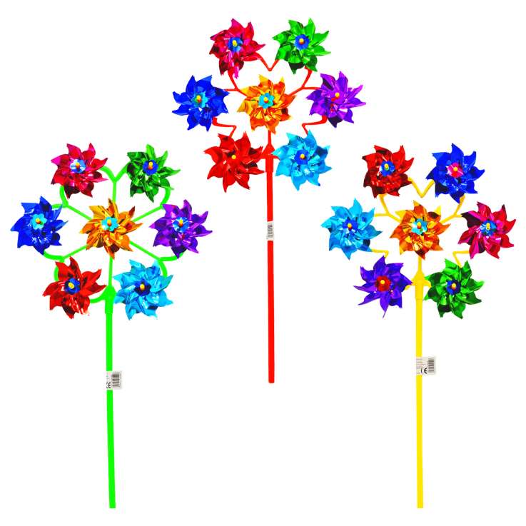 Foil Windmill with 7 Heads (19.5cm) - Assorted Colours