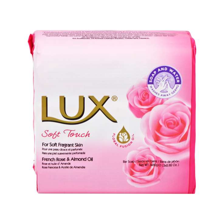 Lux Soft Touch Soap Bar (80g) 3 Pack - French Rose & Almond Oil