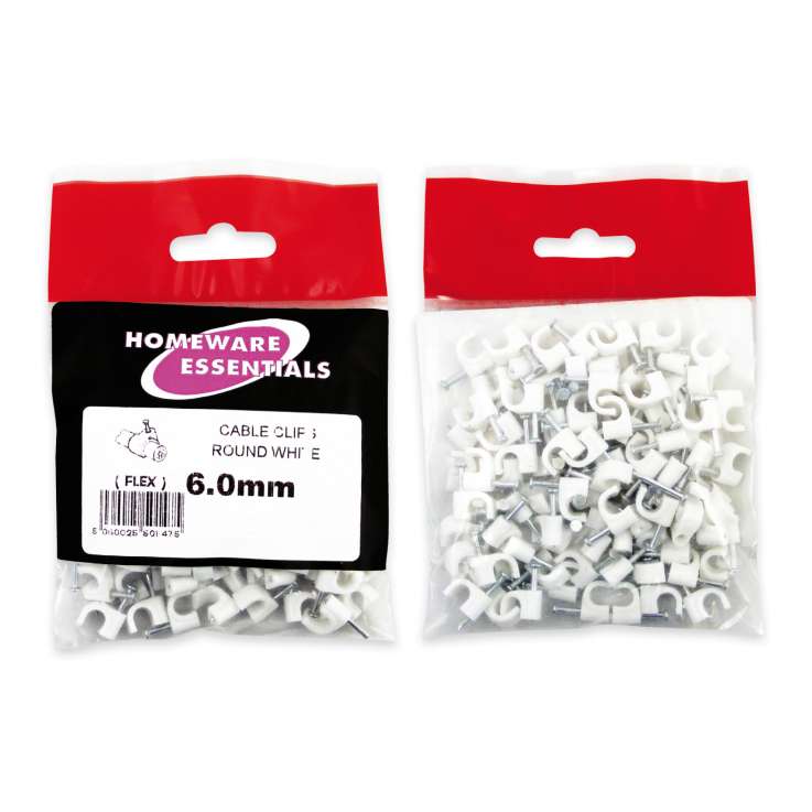 Homeware Essentials Round Cable Clips (6mm)
