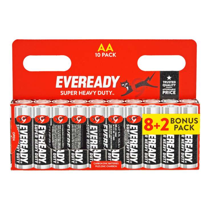 Eveready Super Heavy Duty Batteries 10 Pack - AA
