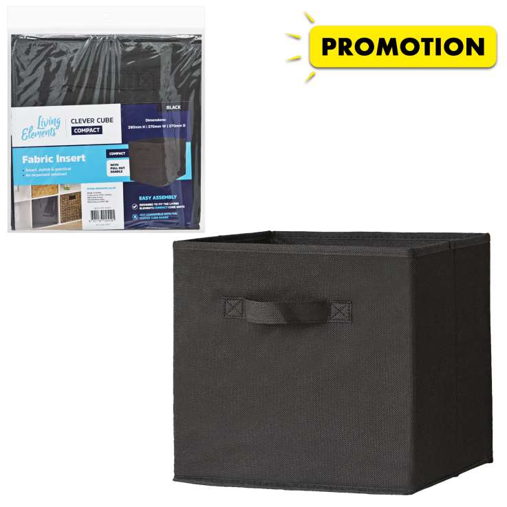 Living Elements Large Fabric Cube Storage Box - Black