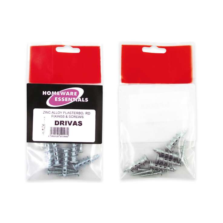 Homeware Essentials Alloy Plasterboard Fixings 4 Pack