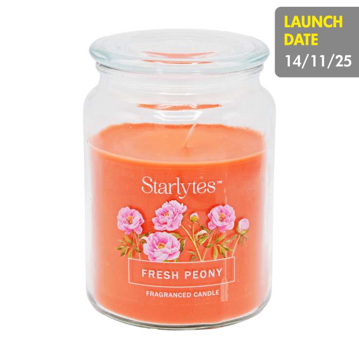 Starlytes Glass Jar Scented Candle (510g) - Fresh Peony