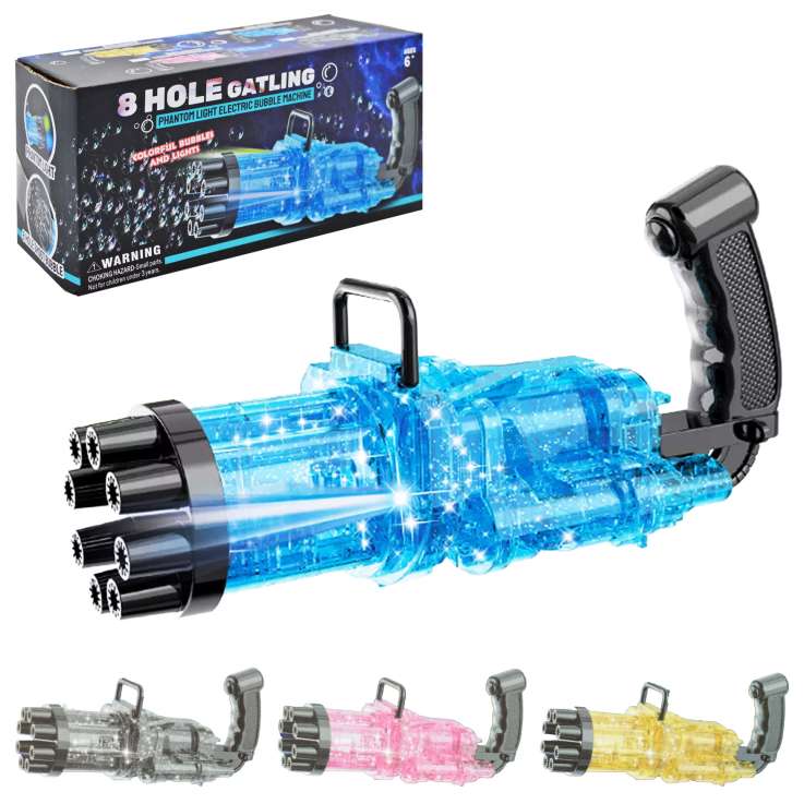 8 Hole Phantom Light Electric Bubble Gun - Assorted Colours