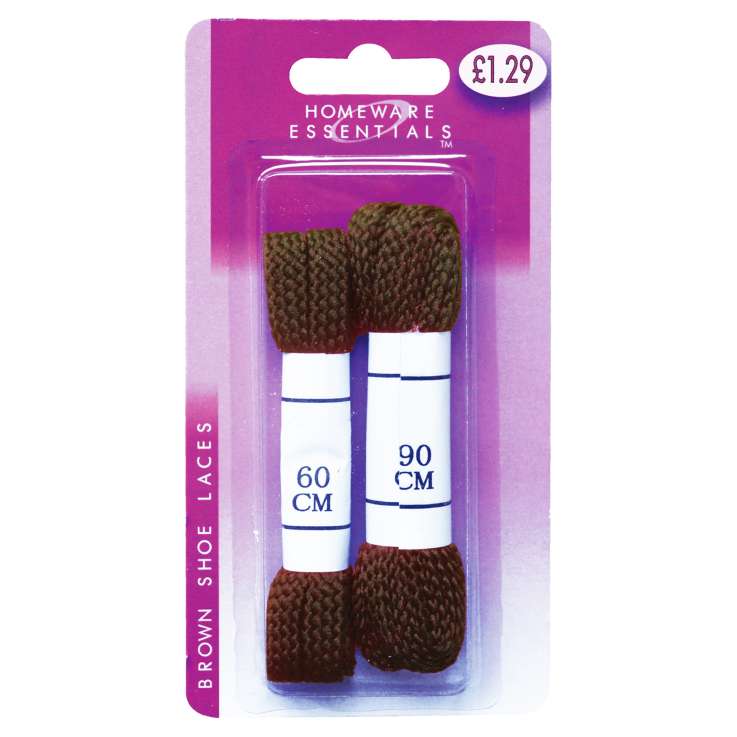 Homeware Essentials Brown Shoe Laces 2 Pairs 60/90cm (HE01)