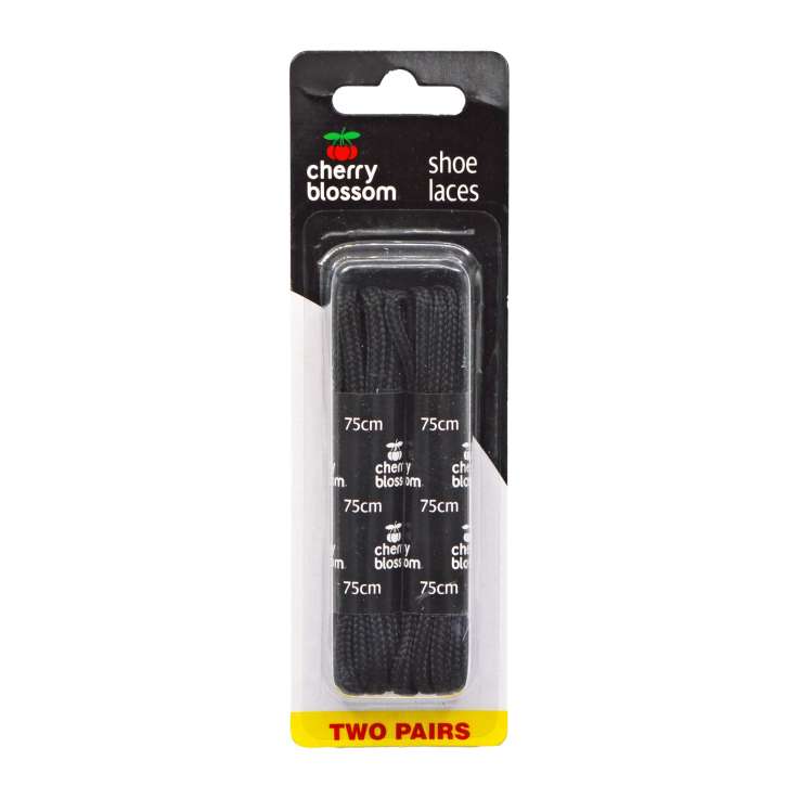 Cherry Blossom Shoe Laces (75cm) 2 Pack - Black
