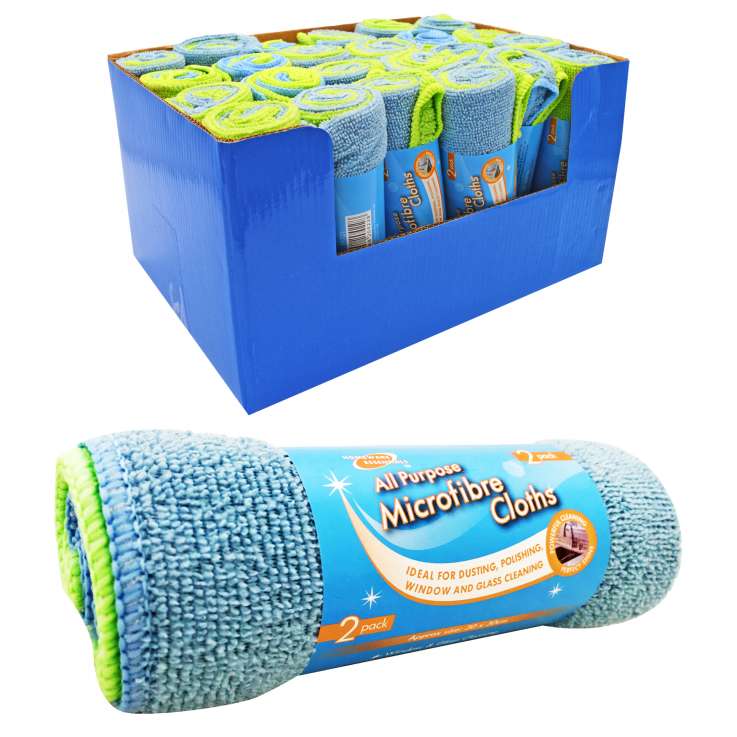 Homeware Essentials All Purpose Microfibre Cloths (30cm x 30cm) 2 Pack