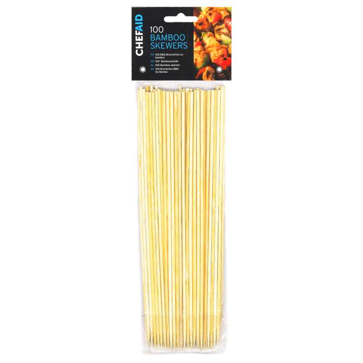 Chef Aid Bamboo Skewers 100 Pack - Clip Strip Provided
