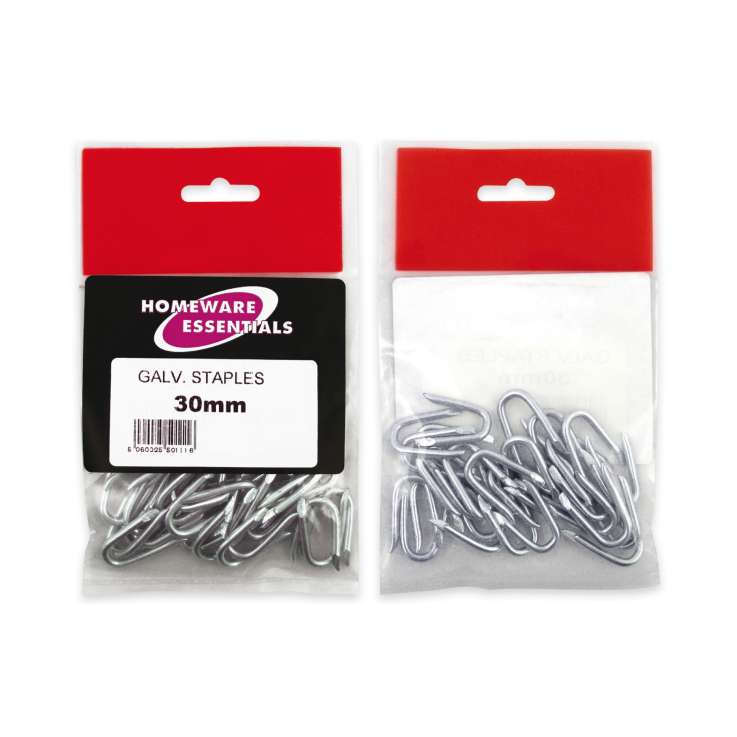 Homeware Essentials Galvanised Staples (30mm)