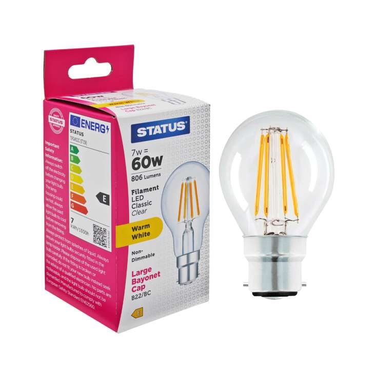 Status Filament LED Classic Light Bulb (7w=60w) Bayonet (B22)