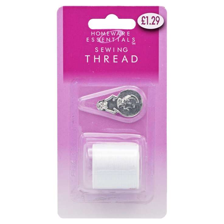 Homeware Essentials White Sewing Thread & Threader 100m (HE10)