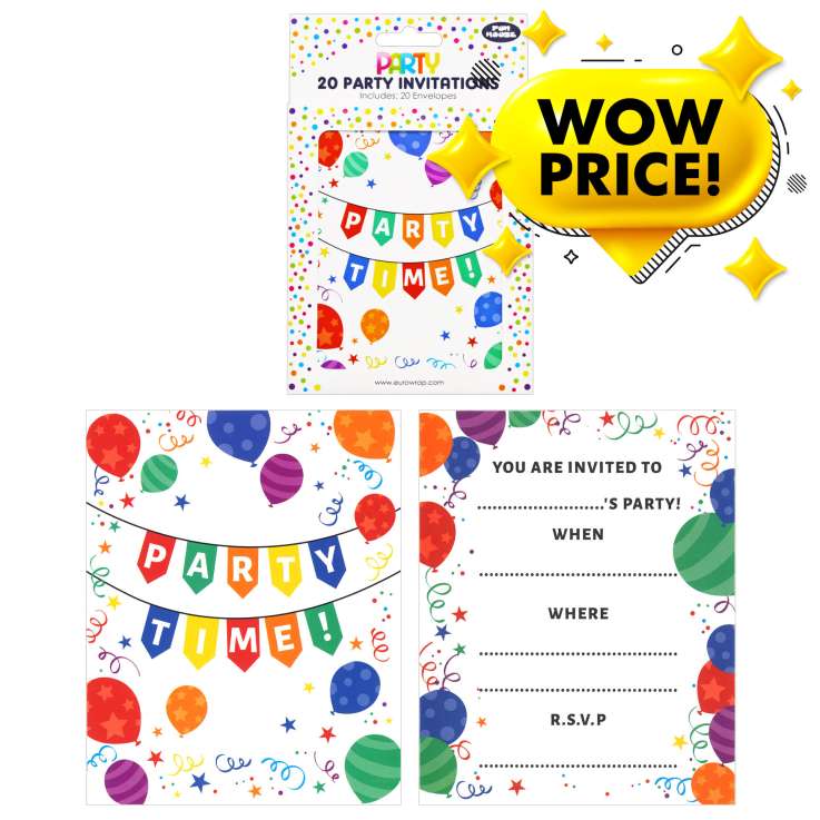 Party Invitations 20 Pack - Balloons