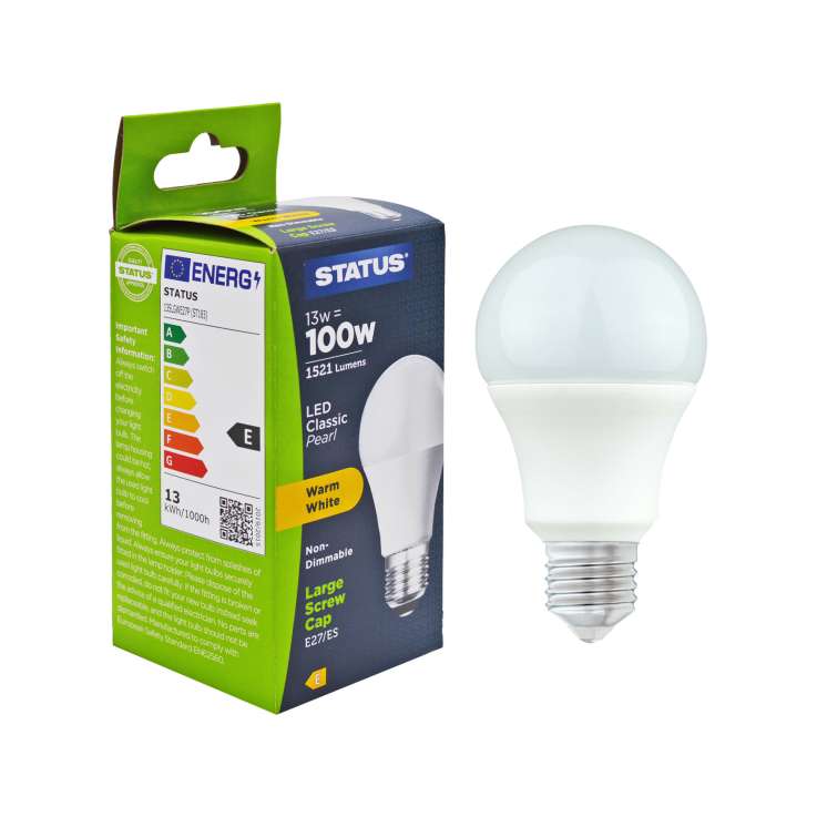 Status LED Classic Light Bulb (13w=100w) Large Screw (E27)