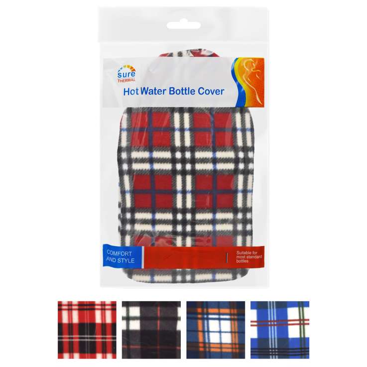 Sure Thermal Hot Water Bottle Cover (Assorted Colours) - Tartan Fleece