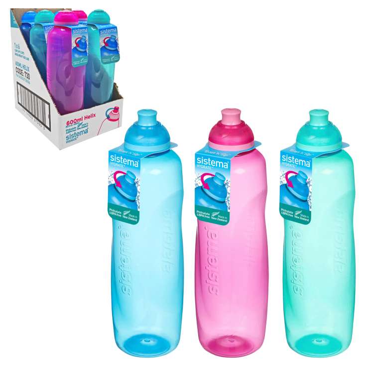 Sistema Twist ‘n’ Sip Helix Bottle 600ml  – Assorted Colours