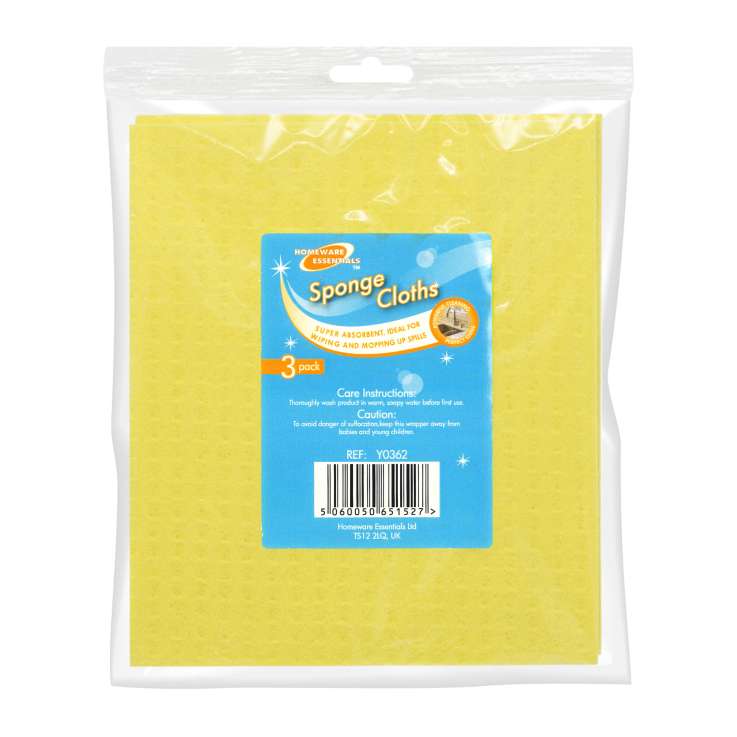 Homeware Essentials Absorbent Sponge Cloths 3 Pack