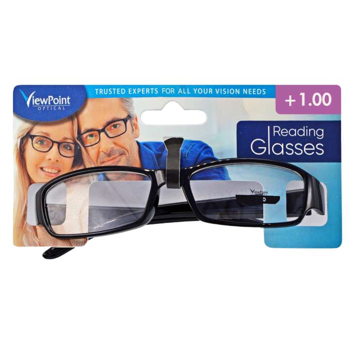 ViewPoint Optical Unisex Reading Glasses +1.00 - Black