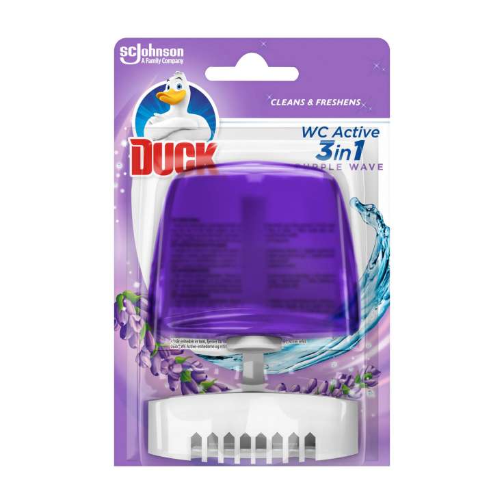 Duck Active 3 In 1 Toilet Liquid Rim Block 55ml - Purple Wave