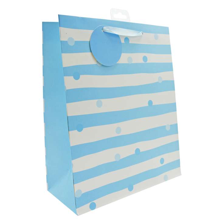 Large Gift Bags (26cm x 32cm) - Blue Stripe & Spots