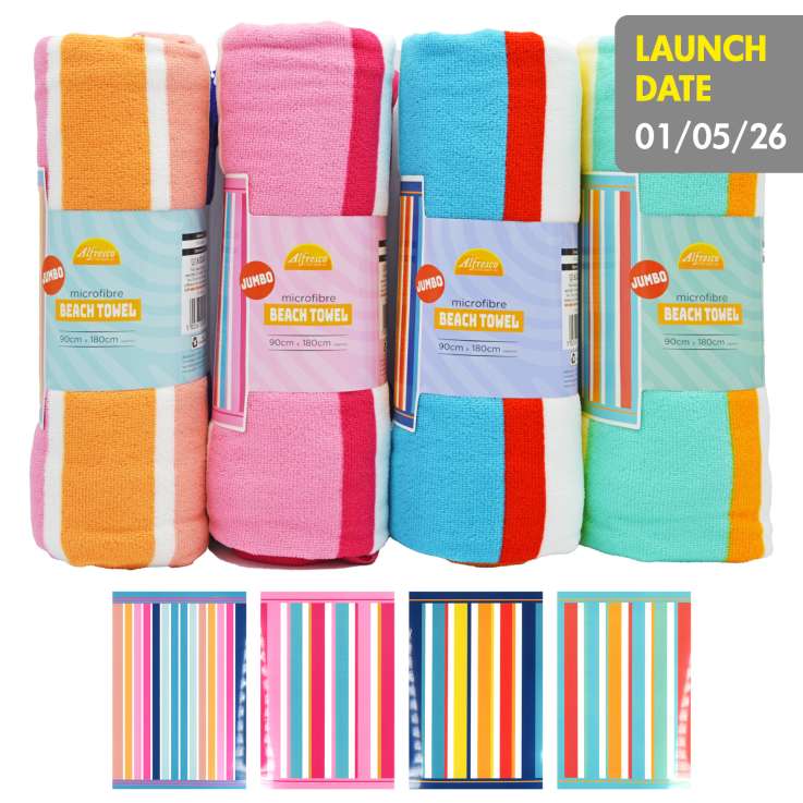 Alfresco Jumbo Microfibre Beach Towel (90cm x 180cm) - Assorted Colours