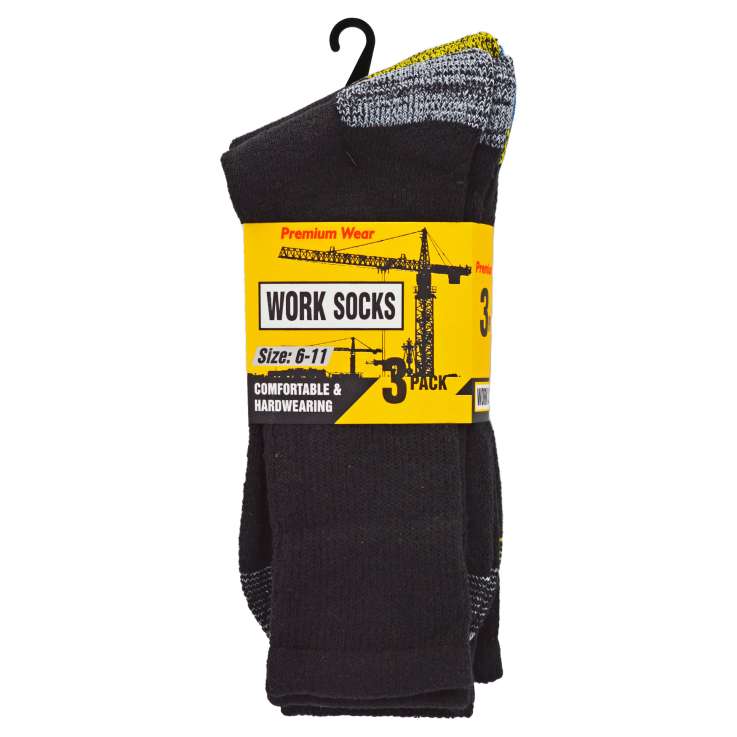 Premium Wear Work Socks 3 Pack (Size: 6-11)