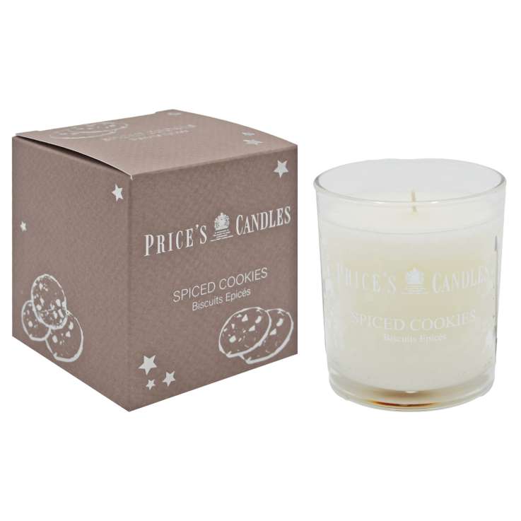 Price’s Luxury Gift Boxed Scented Glass Candle (8cm) - Spiced Cookies