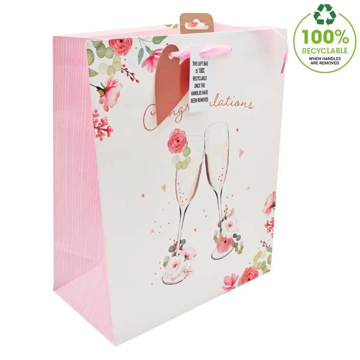 Large Gift Bags (26.5cm x 33cm) - Champagne Glasses