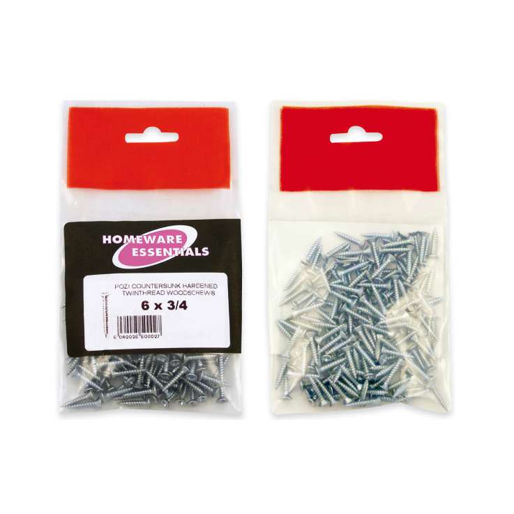 Homeware Essentials Pozi Countersunk Twinthread Wood Screws (6mm x 3/4'')