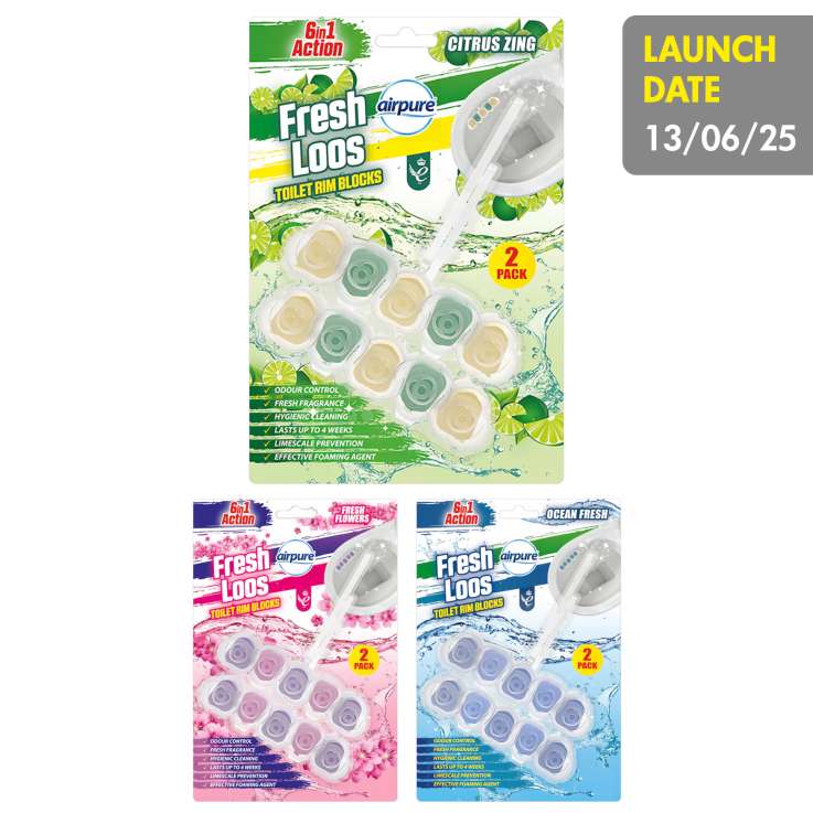 Airpure Fresh Loos Toilet Rim Block (50g) 2 Pack - Assorted Scents