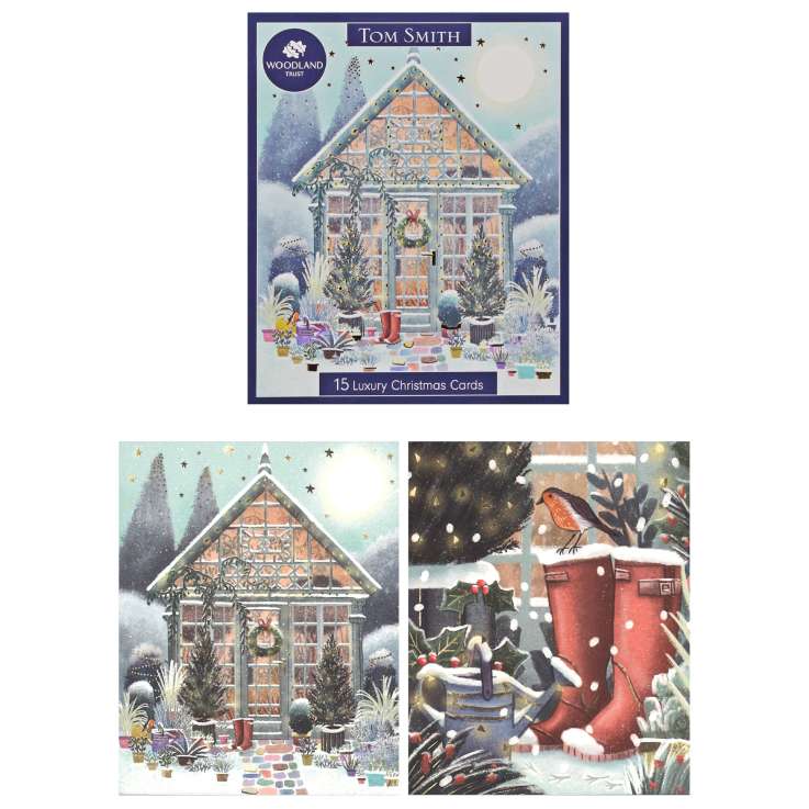 Tom Smith Luxury Boxed Christmas Cards 15 Pack - Garden