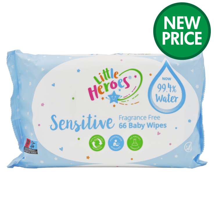 Little Heroes Water Based Baby Wipes (66 Pack) - Sensitive