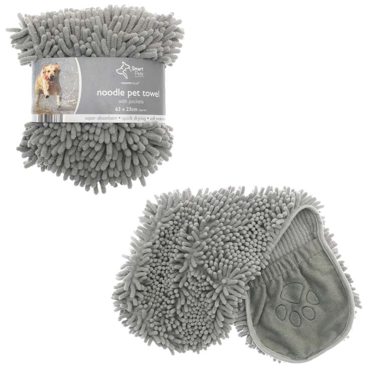 Smart Pets Noodle Pet Towel with Pockets (63cm x 23cm)