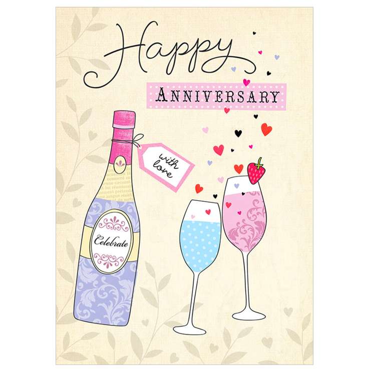 Garlanna Greeting Cards (Code 50) - Happy Anniversary (Glasses)