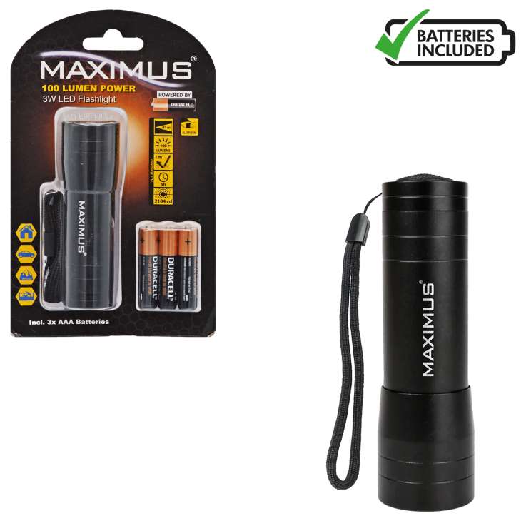 Maximus Aluminium LED Flashlight 3w (100LM)